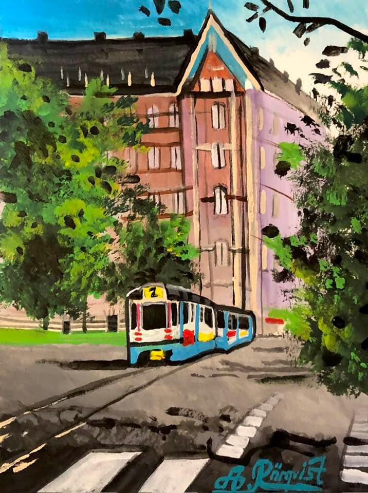 Konstnär Andreas Rörqvist Spårvagn Vasastan Göteborgsmotiv Gbg Konst Göteborg 