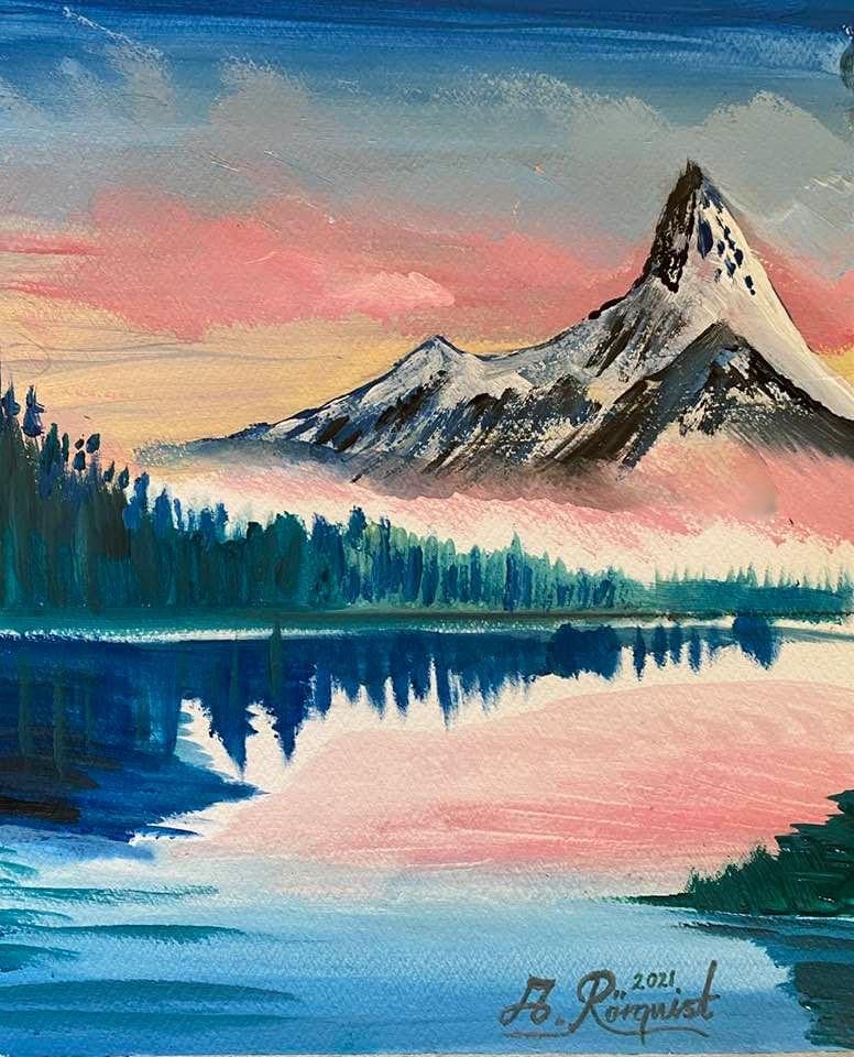 Klippiga Bergen USA Landskap Akrylfärg Konstnär Andreas Rörqvist Konst Landskapsmotiv Naturmotiv Bergskedjor USA Detaljrikedom 