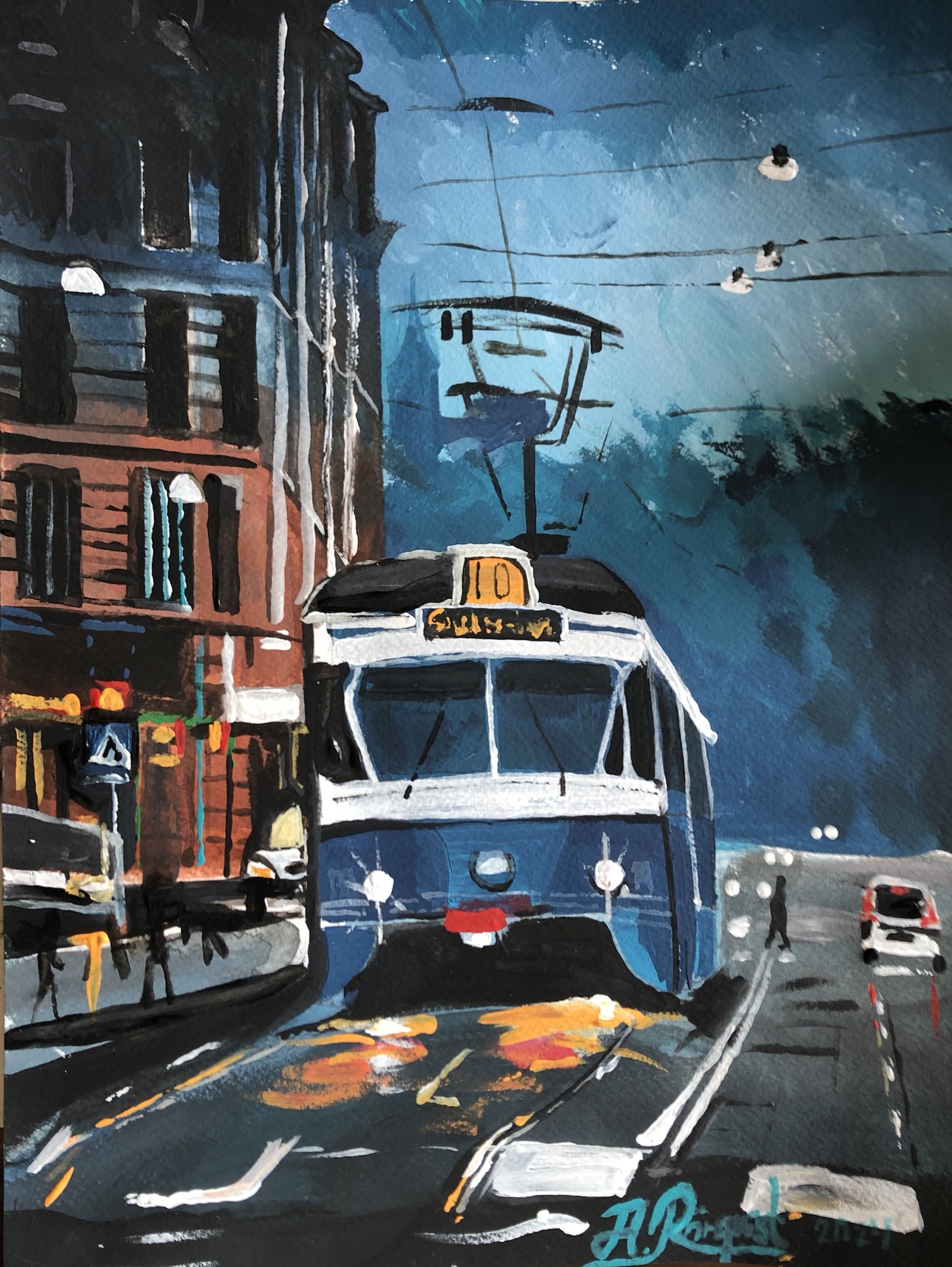 Spårvagn Achebergsgatan Vasastan Göteborg Konstnär Gbg