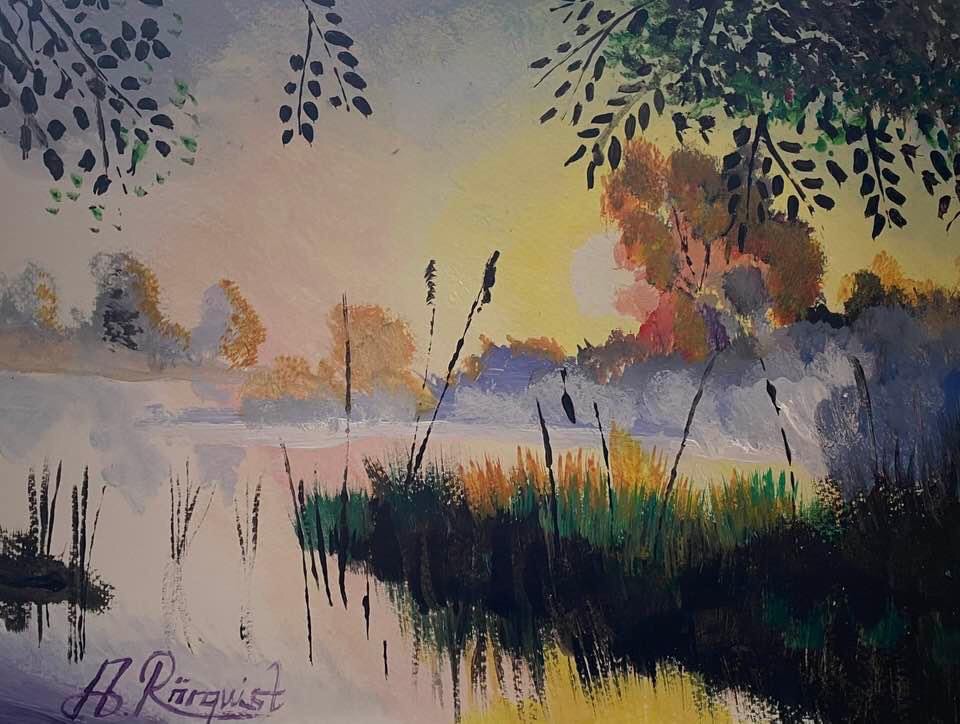 Konstnär Andreas Douglas Rörqvist Landskap Målning Konst Sisjön Göteborg Sjö Göteborgsmotiv Konstverk Insjö GBG Realistisk Konst Mästerverk 