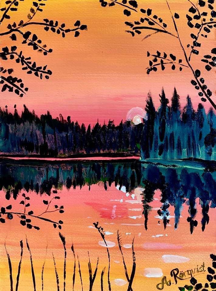 Västra Kåsjön, Göteborg Konstnär Andreas Rörqvist Sjöar Spegelblankt Stilltje Spegling Landskap Art Landscape