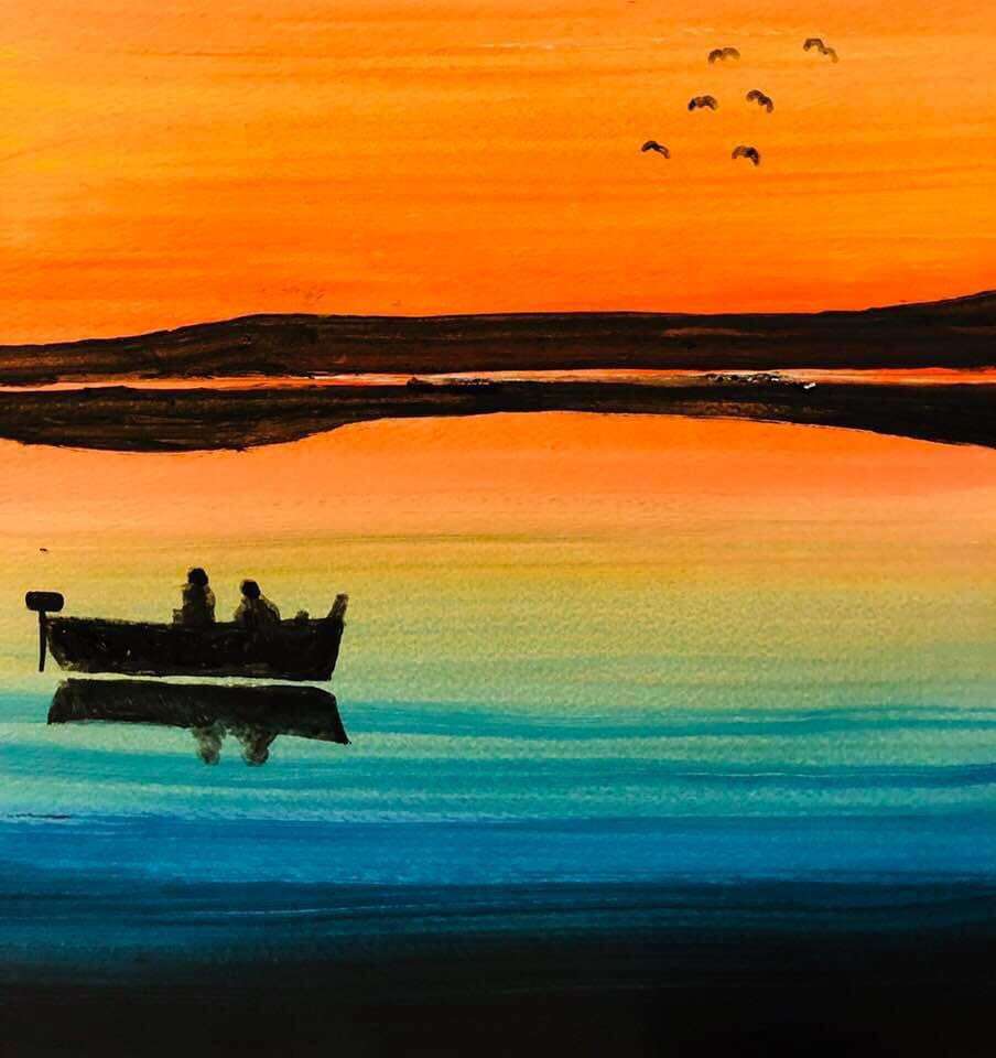 Sjöar Härryda Inspiration Målning Solnedgång Konstnär Andreas Rörqvist Oceanscape Västra Ingsjön Hellesåker Konst Landskapsmålning 