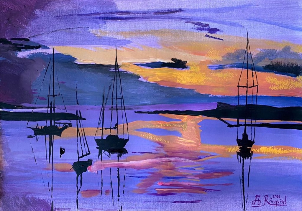 Västkusten Skärgårdsmotiv Västkusten Art Konstnär Andreas Rörqvist Purple Sunset Sunset Landscape Göteborg Skärgård GBG Öarna Konst