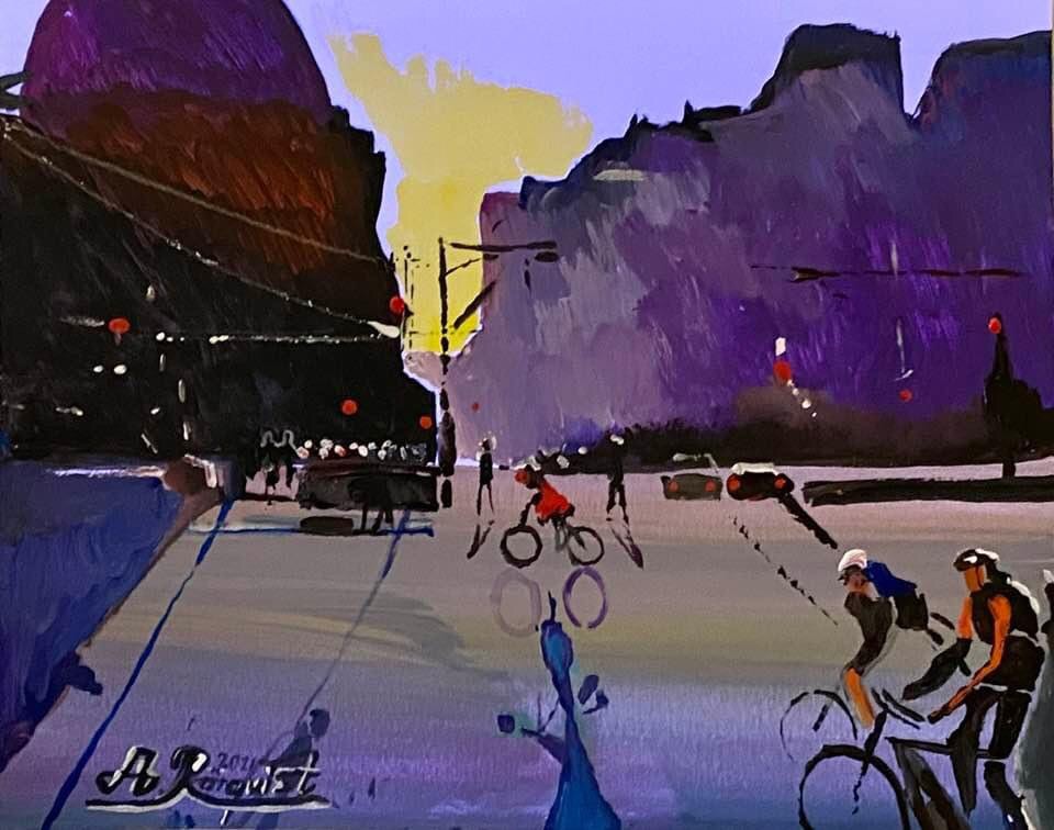 Cityscape Madrid Grand Via Art Konstnär Andreas Rörqvist Spanien Streetart Konst Spanien Stadsmotiv Svenska Konstnärer 