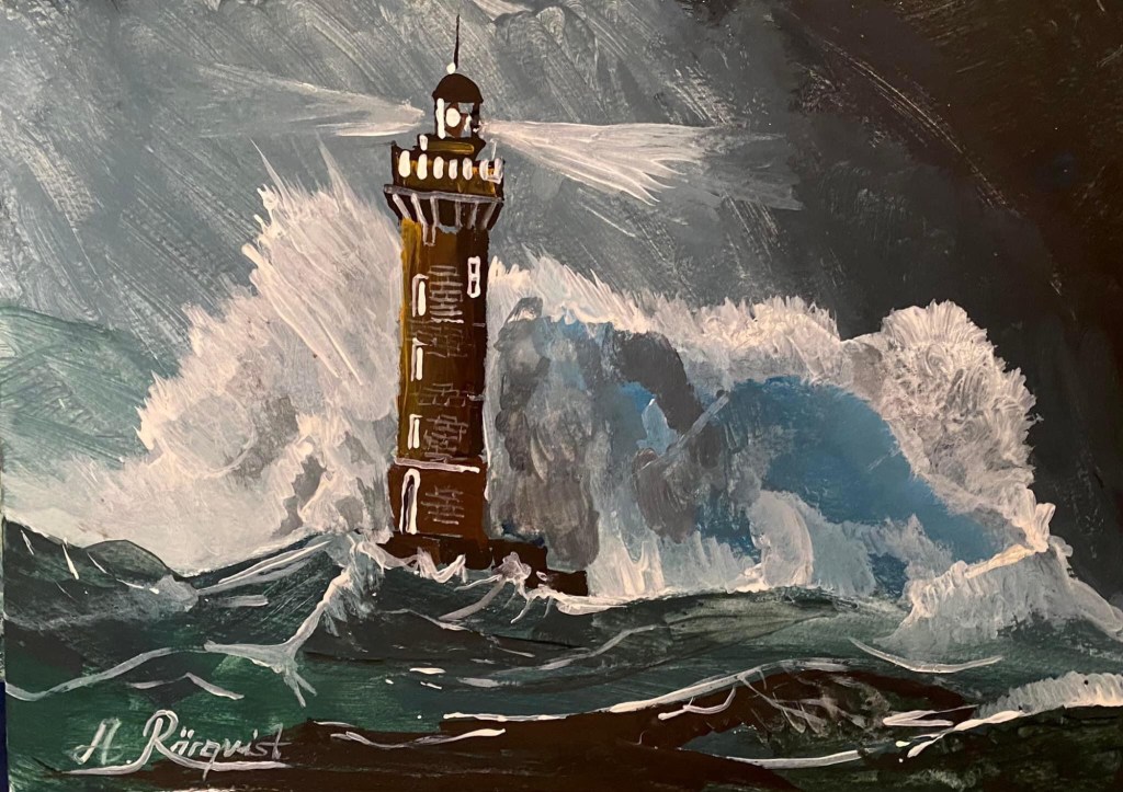 Konstnär Andreas Rörqvist La Jumet Normandie Frankrike Dramatik Väder Vågor Havsmotiv 