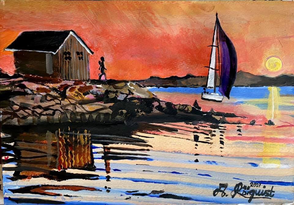 Västkusten Skärgårdsmotiv Bohuslän Kosteröarna Nordkoster Konstnär Andreas Rörqvist Oceanlandscape Nordkoster Konst Landskapsmotiv Akryl