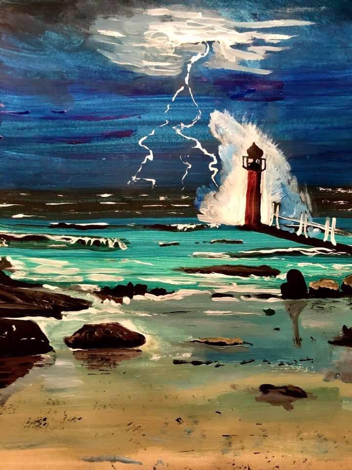 Fyrar Dramatiskt väder Konst Konstnär Andreas Douglas Rörqvist Konstverk Skärgård Storm Orkaner Storm Dramatik Kultur 