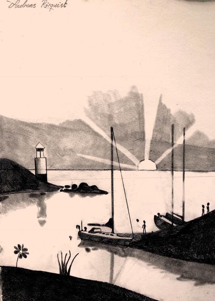Bohuslän, Sverige 2018 Konstnär Andreas Rörqvist Fjällbacka Bohuslän Teckning Skiss Konst Teckning 