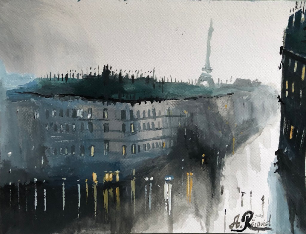 Konst Andreas Rörqvist Art Paris Akrylmålningar Cityscape Streetart Städer Konstnär Inspiration Städer Europa Frankrike France Måla Parismålningar Effeltornet Lights Grey