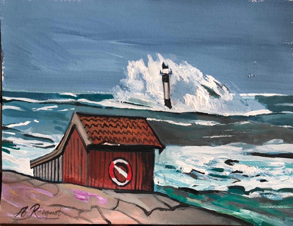 Konstnär Andreas Rörqvist Lighthouse Storm Ocean Skärgård Fyrar