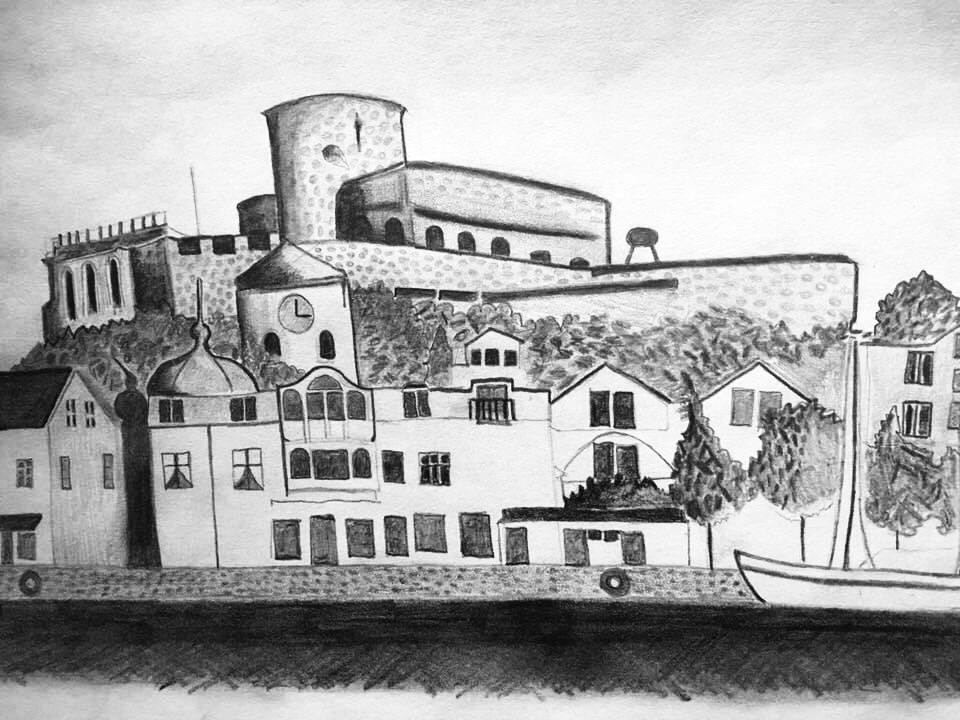 Marstrand, Sweden 2016 Kungälv Skiss Teckning Västkusten Carlstens Fästning Andreas Rörqvist Black and White