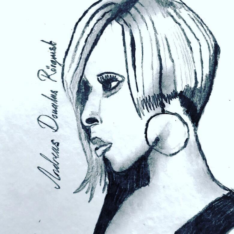 Mary J Blide Porträtt Konstnär Andreas Douglas Rörqvist Porträtter Blyerts Sångare Musik RNB Konst