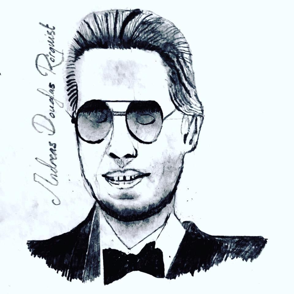 Porträtt Skådespelare Christopher Walken Konstnär Andreas Douglas Rörqvist Porträtter Svartvit Blyerts Konst