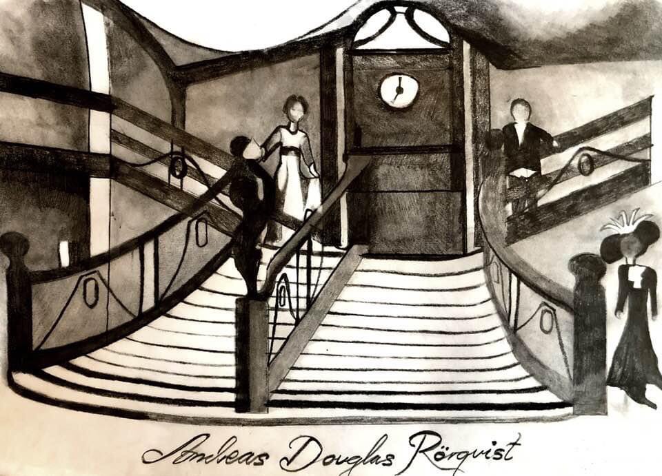 RMS Titanic Skiss Konst Andreas Rörqvist Teckning Art Sketch Rita Fartyg Ships 2019 Grand Staircase