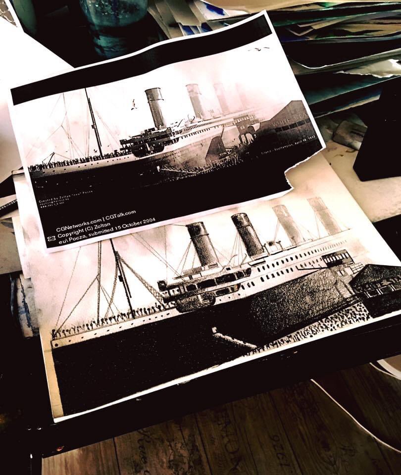 RMS Titanic Skiss Konst Andreas Rörqvist Teckning Art Sketch Rita Fartyg Ships Konstnär 