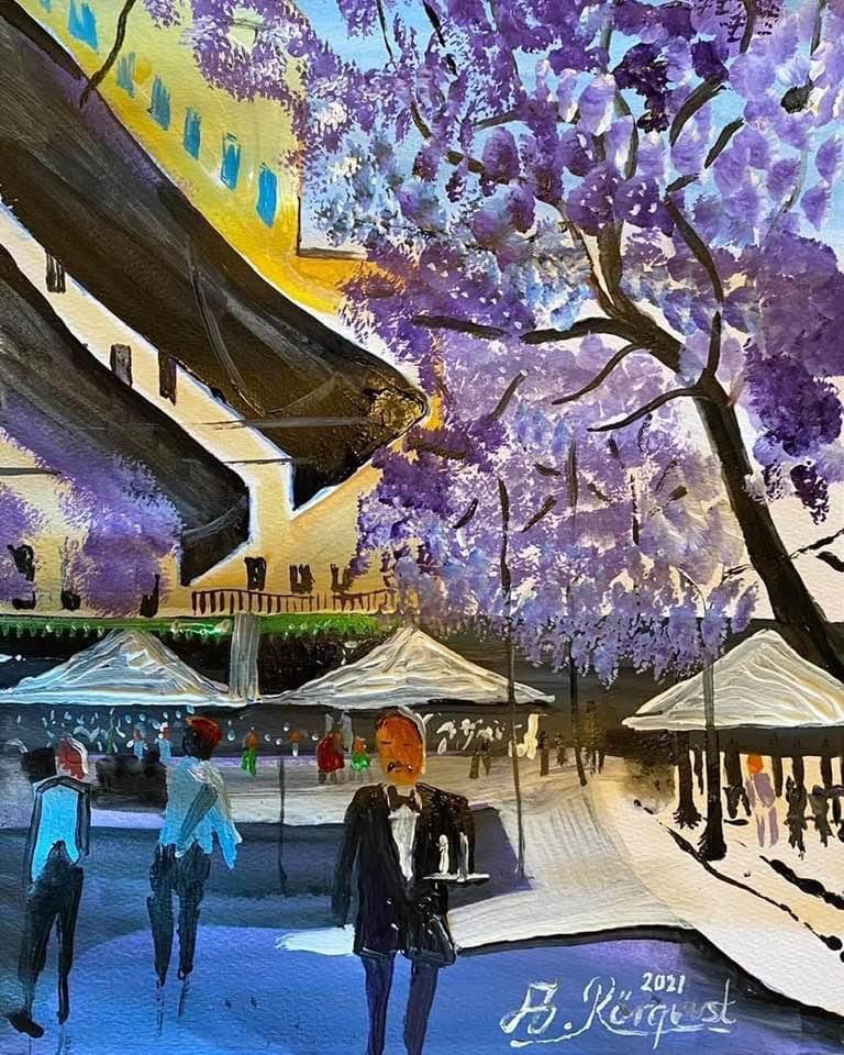 Cityscape Streetart Watercolor Streetart Konstnär Andreas Rörqvist Paris Akrylfärg Konst