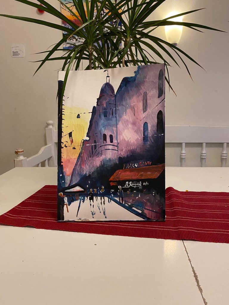 Cityscape Streetart Watercolor Stadsmotiv Arkitektur Cityscape Parismålninga Konst Andreas Rörqvist