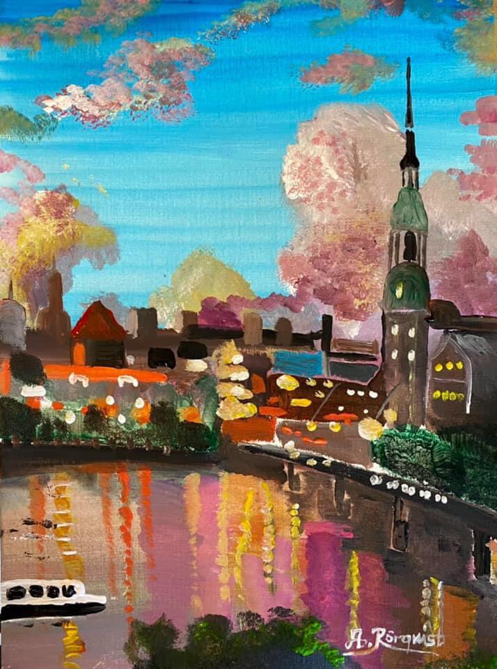 Konstnär Andreas Rörqvist stadsmotiv Cityscape Riga inspiration Lettland Stadsmotiv Konst 