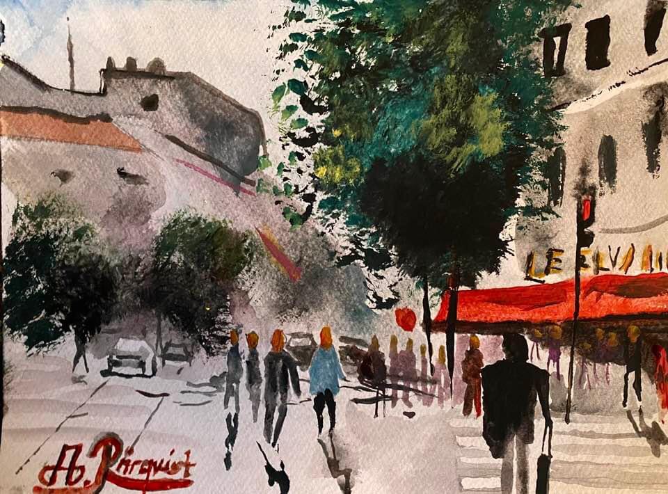 Cityscape Streetart Watercolor Streetart Konstnär Andreas Rörqvist Paris Akrylfärg Konst