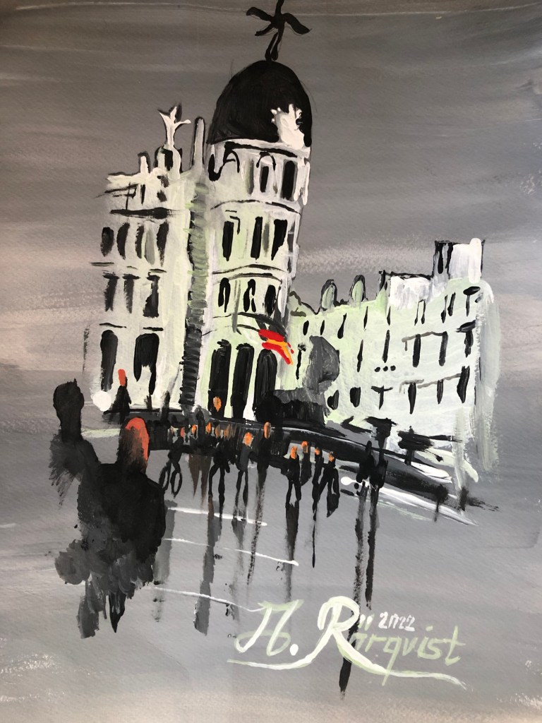 Cityscape Madrid Grand Via Art Konstnär Andreas Rörqvist Spanien Streetart Konst Spanien Stadsmotiv 