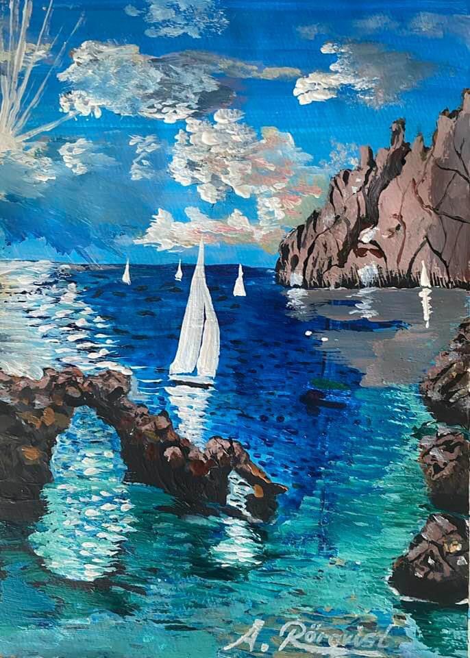 Konstnär Andreas Douglas Rörqvist Landskap Italienska Rivieran Konst Landskap Akrylmålning 