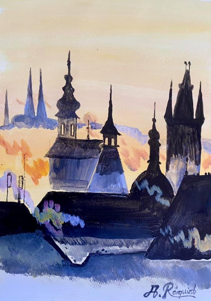 Cityscape Prague Tjeckien Städer Streetart Andreas Rörqvist Konst Konstnär Stadsmotiv Städer 