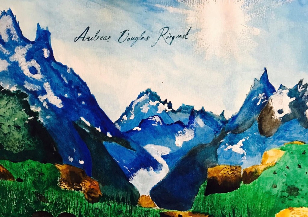 Bad Gastein Österrike Alperna Konstnär Andreas Douglas Rörqvist Landskap Akvareller Konst Bad Hofgastein Alpint Skidåkning Konst