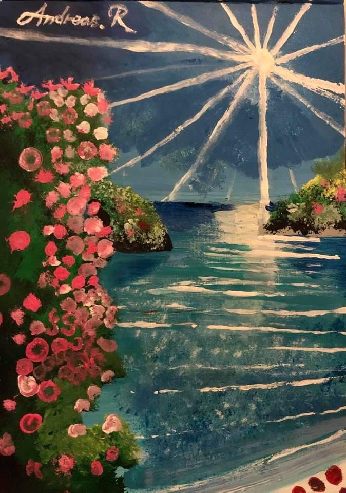 Konstnär Andreas Douglas Rörqvist Konst Mallorca Spanien Konstverk Landskap Akvarell 