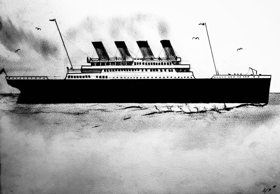 RMS Titanic Skiss Konst Andreas Rörqvist Teckning Art Sketch Rita Fartyg Ships Konstnär 