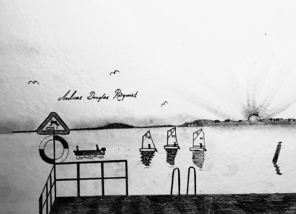 Rörvik Näset Konstnär Andreas Rörqvist Konst Skiss Teckning Rita Konstverk Västra Frölunda Badplatser 