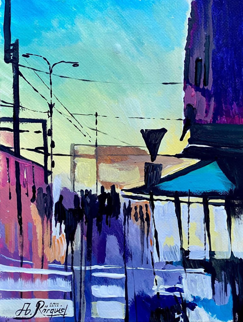 Avenyn Göteborg Poseidon Nattliv Cityscapes Stadsmiljö Göteborgsmotiv Konst Andreas Rörqvist 