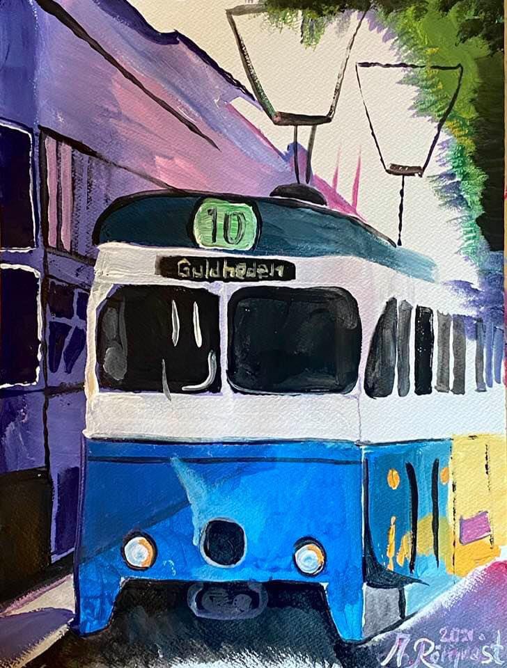 Konstnär Andreas Rörqvist Göteborg Spårvagn Konst Konstnärer Andreas Rörqvist Gothenburg Watercolor Målning Konst Landskapsmålning 