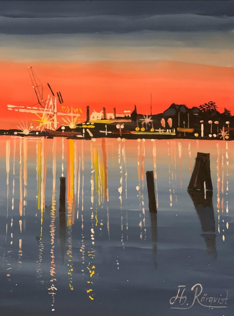 Göteborgsmotiv Konstnär Andreas Rörqvist Göteborgs Hamninlopp Inspiration GBG Konst Göteborgs hamn Svenska Konstnärer Akrylmålning 