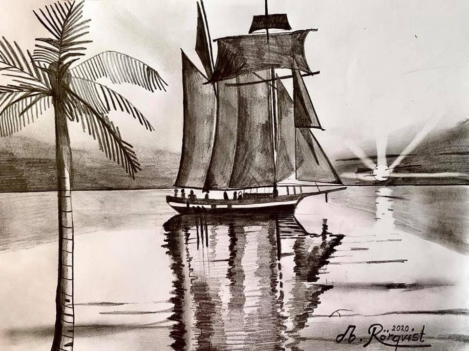 Vikingaskepp Skiss Rita Teckningar Konst Konstnär Andreas Douglas Rörqvist Måla 