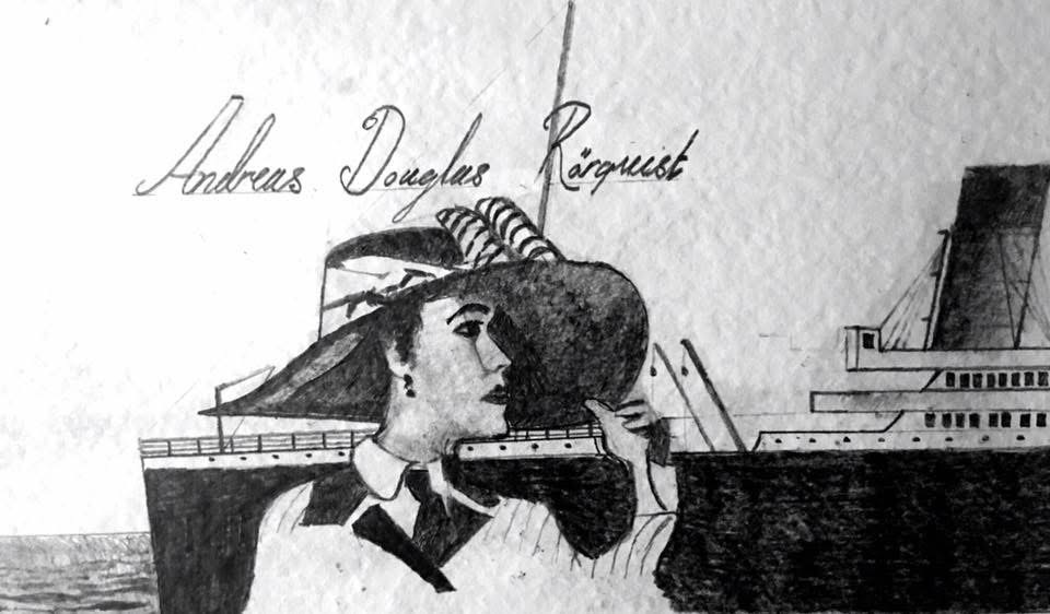 Titanic Kate Winslet Porträtt Konstnär Andreas Douglas Rörqvist Teckning Skiss Southampton Storbritannien