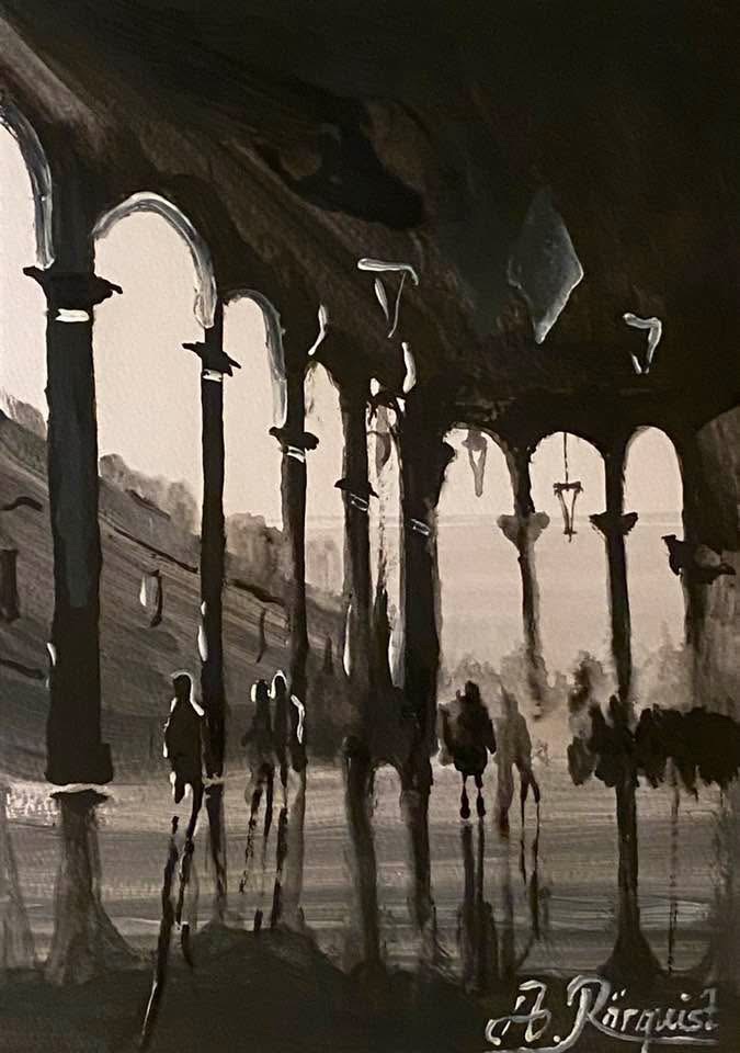 Konstnär Andreas Rörqvist Stadsmotiv Cityscape Genua Italien Konst Stadsmotiv Art Watercolor Cityscape Konstverk 
