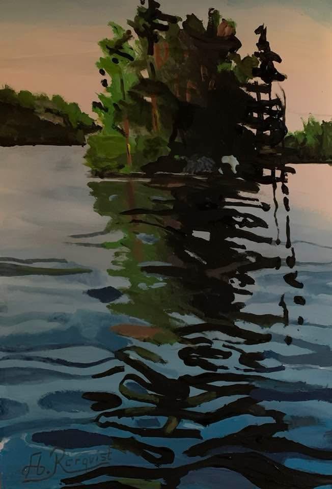 Lake George, New York NY Landskap Måla Vatten Sjöar Reflektioner Konst Konstnär Andreas Douglas Rörqvist Landskap Akrylfärg 